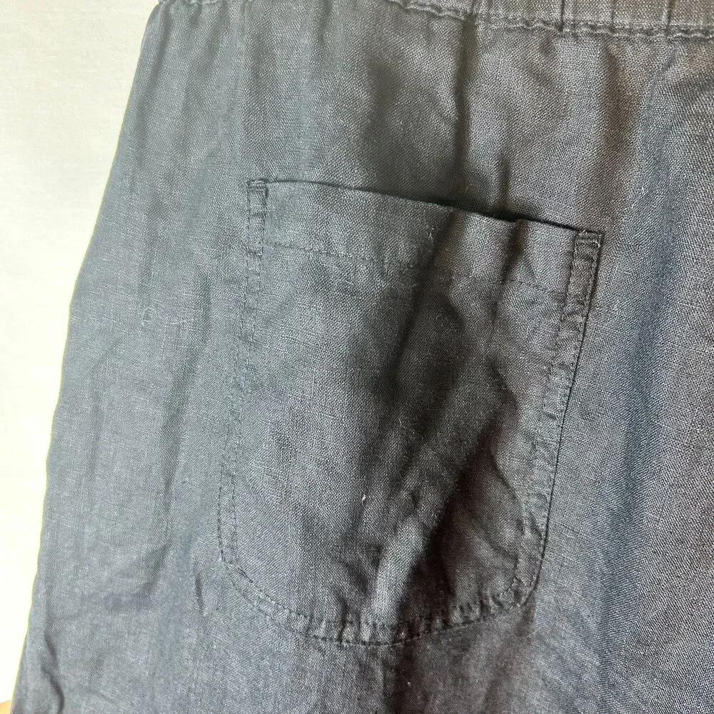 Quince Women's Black NWOT European Linen Elastic Waist Wide Leg Pants Size XL